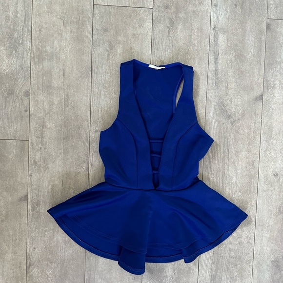 Soprano Women’s Royal Blue Sleeveless Peplum Blouse size small - Picture 7 of 8